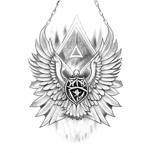 Chains with eagle wings with Indian flag.  tattoo design idea