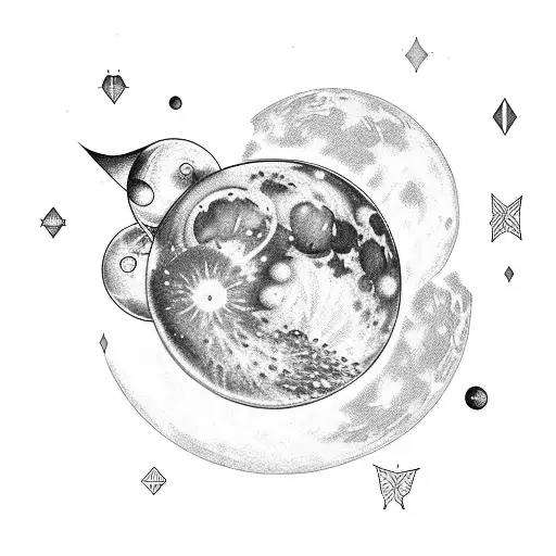 mystical moon astrology vibes ( waxing crescent to represent growth and growing, definitely want a WIISEEE face on this  tattoo design idea