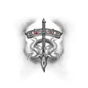 Sword with a crown tattoo design idea