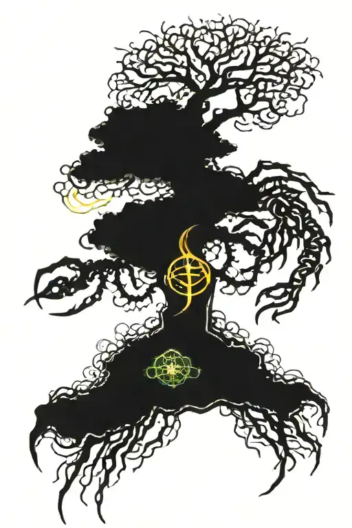 dead world tree with a scorpion crawling tattoo design idea