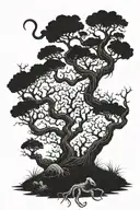 dead world tree with a scorpion crawling tattoo design idea