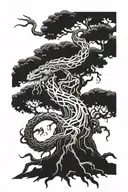 dead world tree with a scorpion crawling tattoo design idea