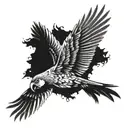 macaw flying tattoo design idea