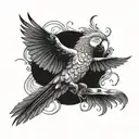 macaw flying tattoo design idea
