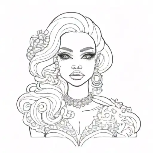 black Barbie doll tattoo design idea