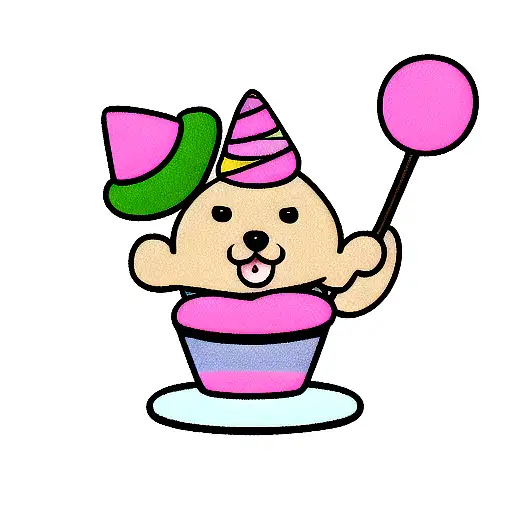 cartoon bear wearing a party hat sitting on a cupcake tattoo design idea