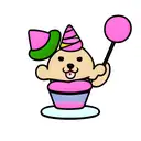 cartoon bear wearing a party hat sitting on a cupcake tattoo design idea