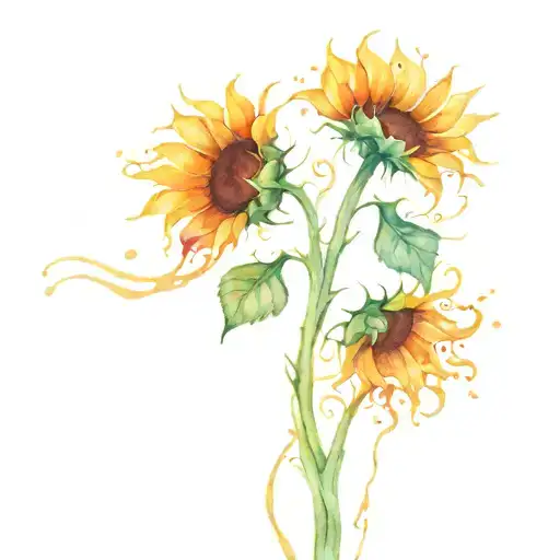sunflower neurons tattoo design idea