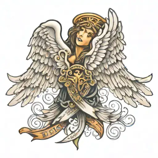 brother memorial angel wings  tattoo design idea