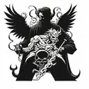 Constant battle between good and evil. Belief and god always wins tattoo design idea