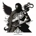 Constant battle between good and evil. Belief and god always wins tattoo design idea