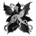 Constant battle between good and evil. Belief and god always wins tattoo design idea
