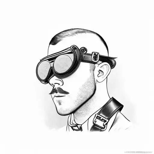russell tovey with a moustache and a leather harness tattoo design idea