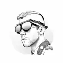 russell tovey in leather harness and aviator glasses tattoo design idea