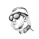 russell tovey in leather harness and aviator glasses tattoo design idea