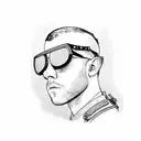 russell tovey in leather harness and aviator glasses tattoo design idea