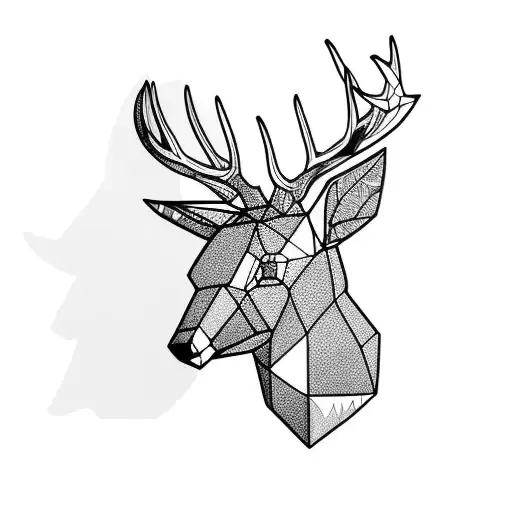 deer head minimal with shadows tattoo design idea