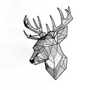 deer head minimal with shadows tattoo design idea