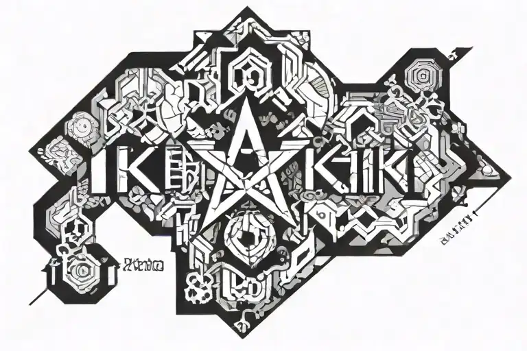 use seven-sided polygon based on Kibbutz Be’eri’s borders. Place the Hebrew letters ב, א, ר, י inside it tattoo design idea