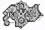 use seven-sided polygon based on Kibbutz Be’eri’s borders. Place the Hebrew letters ב, א, ר, י inside it tattoo design idea
