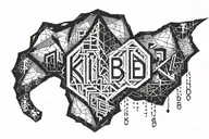 use seven-sided polygon based on Kibbutz Be’eri’s borders. Place the Hebrew letters ב, א, ר, י inside it tattoo design idea