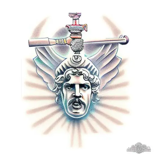 greek statue crhing  tattoo design idea