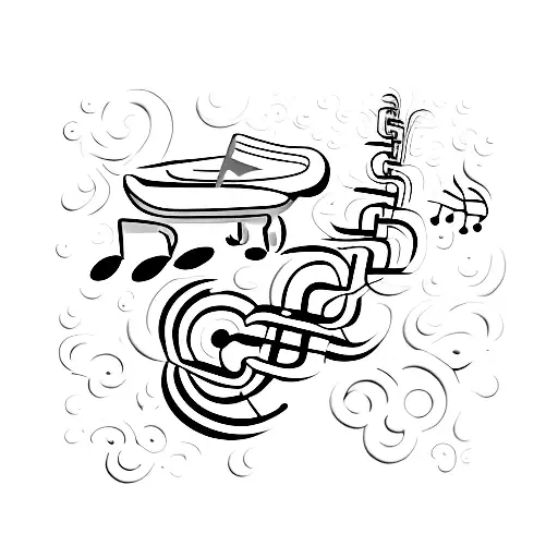 A minimalist tattoo of a karting track with musical notes as the road tattoo design idea