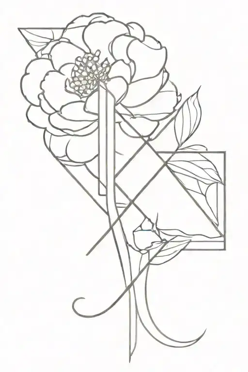 letter x and a peonia tattoo design idea
