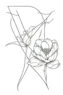 letter x and a peonia tattoo design idea