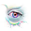 A dream-like colorful set of eyes melting tattoo design idea