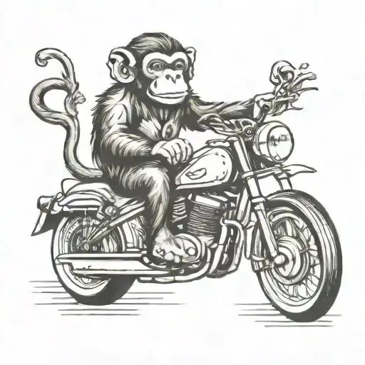 monkey riding a motorcycle tattoo design idea