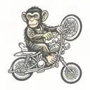 monkey riding a motorcycle tattoo design idea