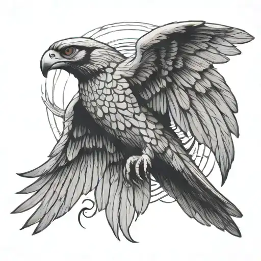 Amon Ra falcon spreading wings tattoo design idea