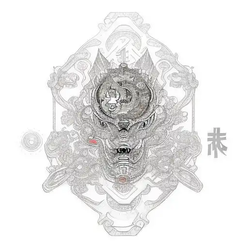 An intricate mechanical design incorporating elements of a bike and a crypto currency symbol tattoo design idea