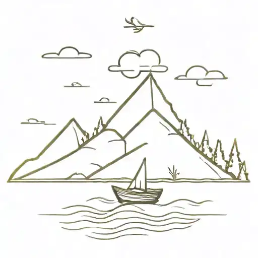 paper boat on a hill tattoo design idea