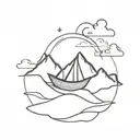 paper boat on a hill tattoo design idea