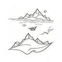paper boat on a hill tattoo design idea