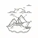 paper boat on a hill tattoo design idea