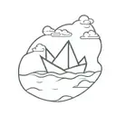 paper boat on a hill tattoo design idea