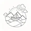 paper boat on a hill tattoo design idea