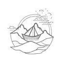paper boat on a hill tattoo design idea