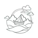 paper boat on a hill tattoo design idea