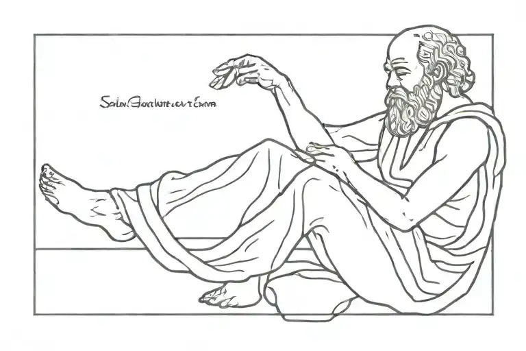 socrates pondering while sitting tattoo design idea