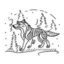 A wolf running through a forest, representing the energy and freedom of a disciplined mindset tattoo design idea