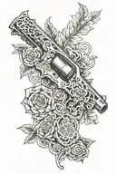 gun and lace patterns tattoo design idea