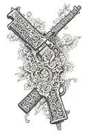 gun and lace patterns tattoo design idea