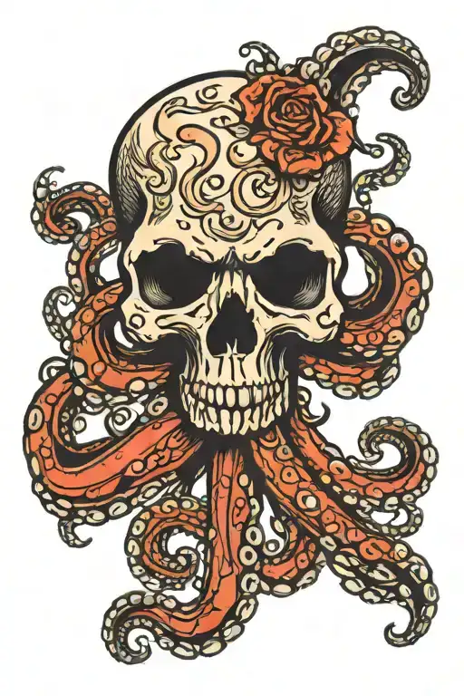 skull and octopus tattoo design idea