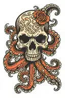 skull and octopus tattoo design idea