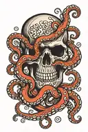 skull and octopus tattoo design idea