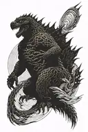 Godzilla surrounded by lines tattoo design idea